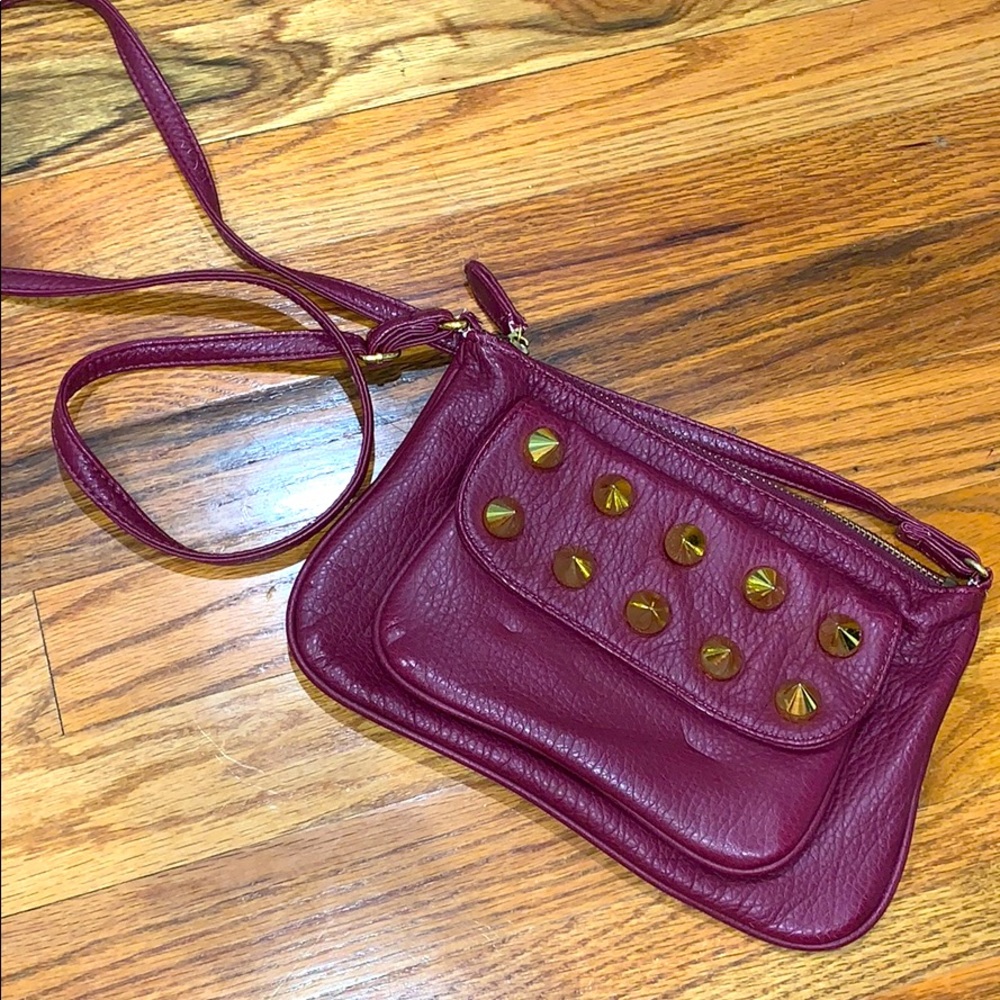 Maroon cross body with gold studs